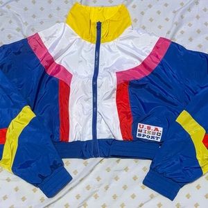 Vintage USA Sports International Cropped Wind Breaker